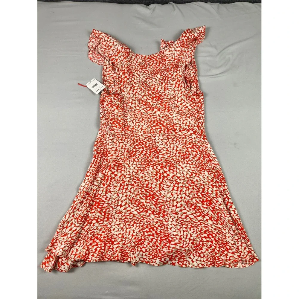 Free People Pop Combo Red Ruffle Wrap Mini Dress Womens Large Boho Cottage‎ New